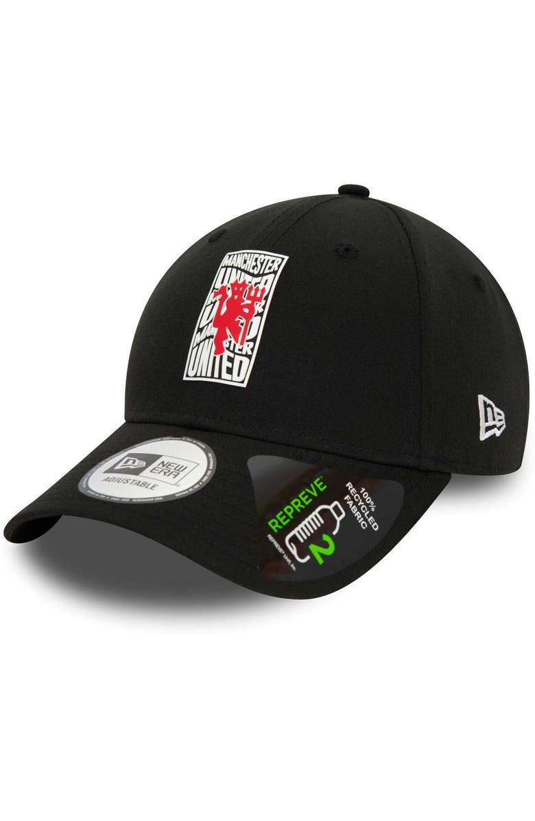 New Era Men's New Era Black Manchester United Wordmark Repreve 9FORTY Adjustable Hat, Main, color, 