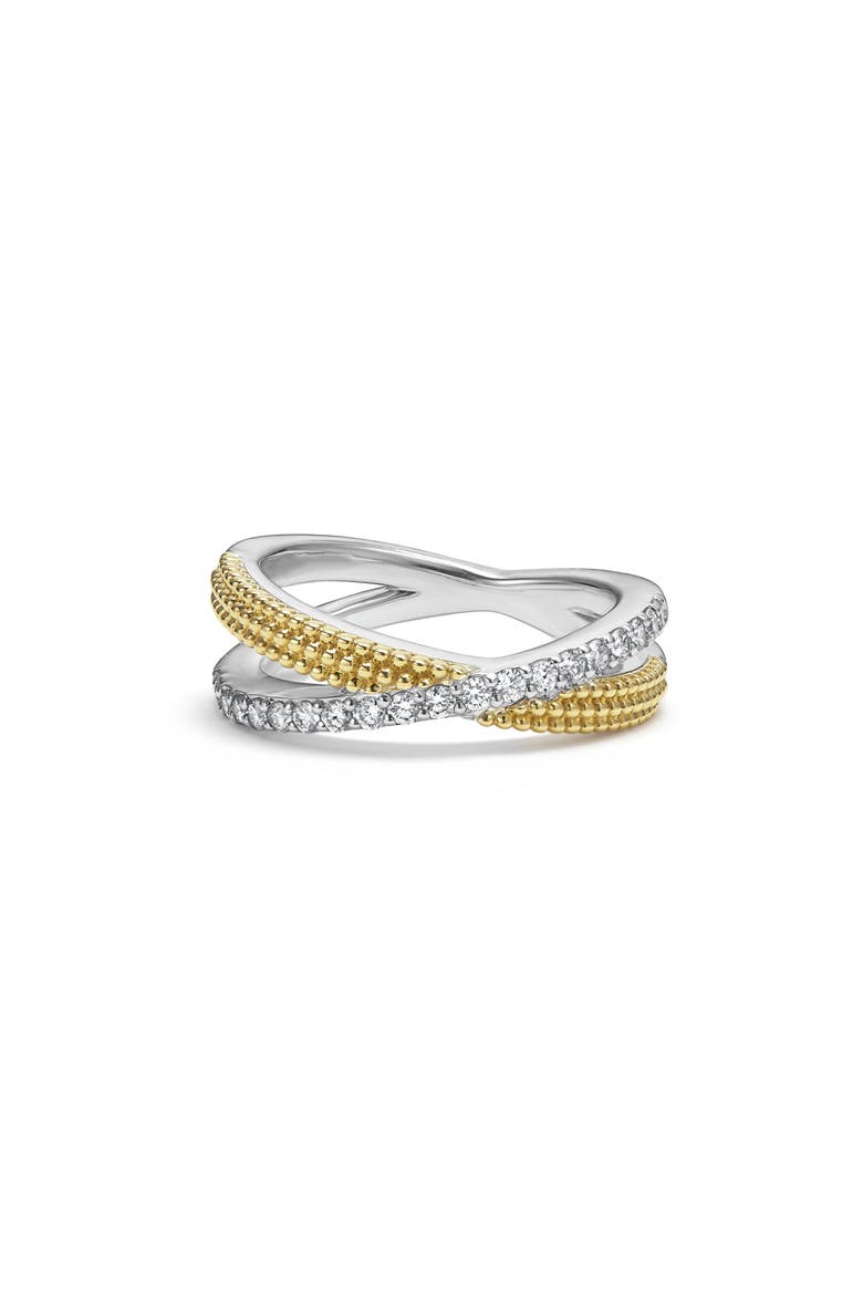 Caviar Luxe Diamond X Band Ring, Alternate, color, GOLD