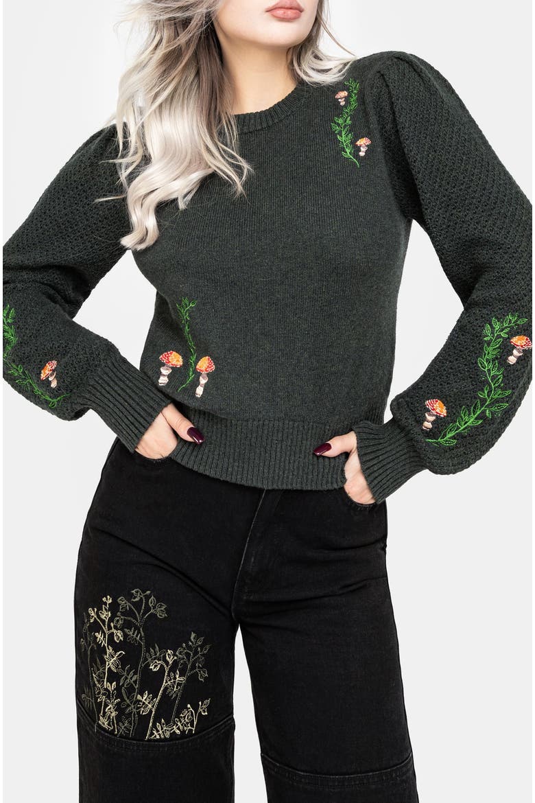 Fable Embroidered Knit Jumper, Alternate, color, Green