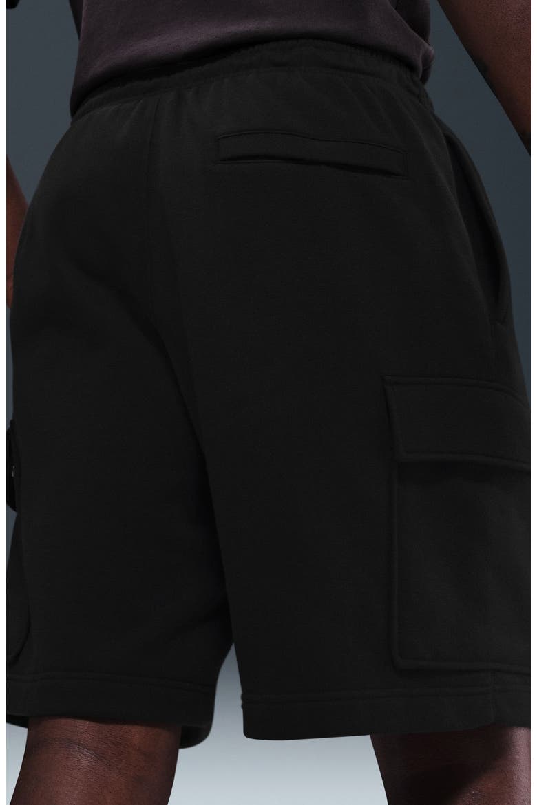 Brushed Fleece Cargo Shorts, Alternate, color, BLACK/ BLACK/ WHITE