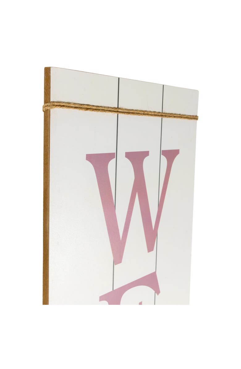 Northlight 48.5" Floral "Welcome" Wooden Spring Porch Board Sign Decoration, Alternate, color, White