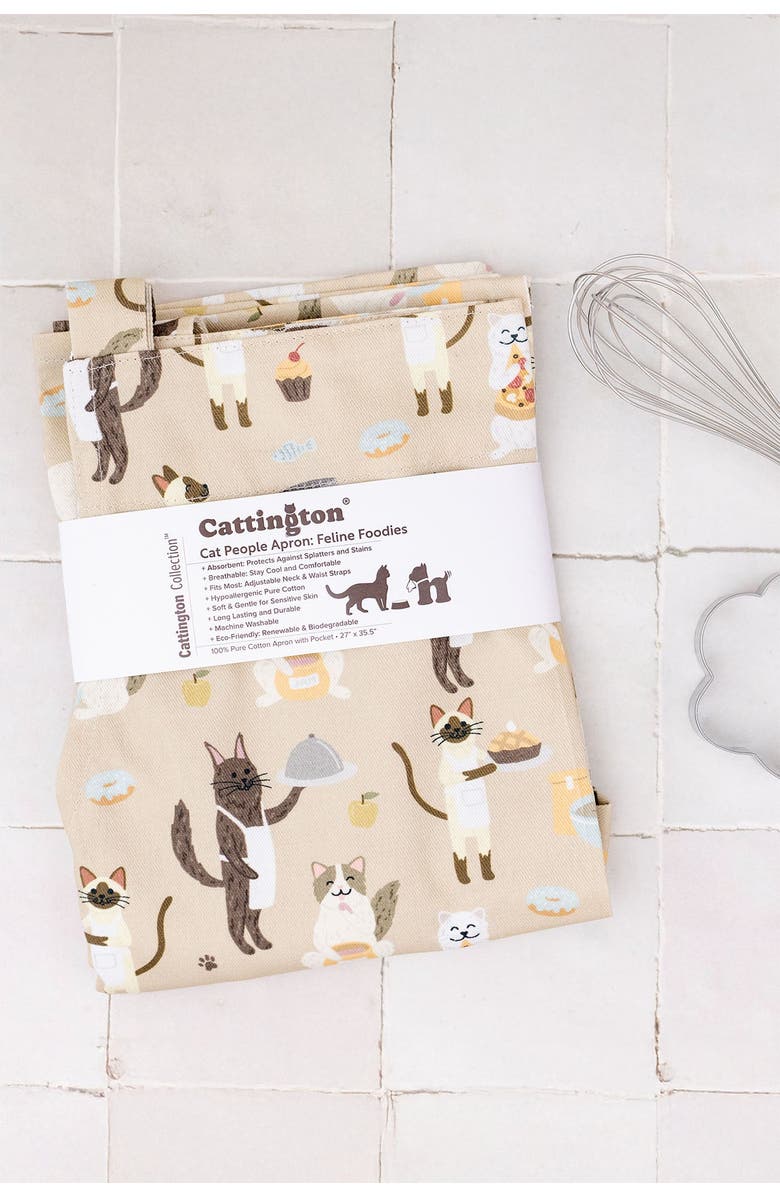 Cattington Kitchen Apron for Cat Lovers, Alternate, color, Feline Foodies, Cooking Cats