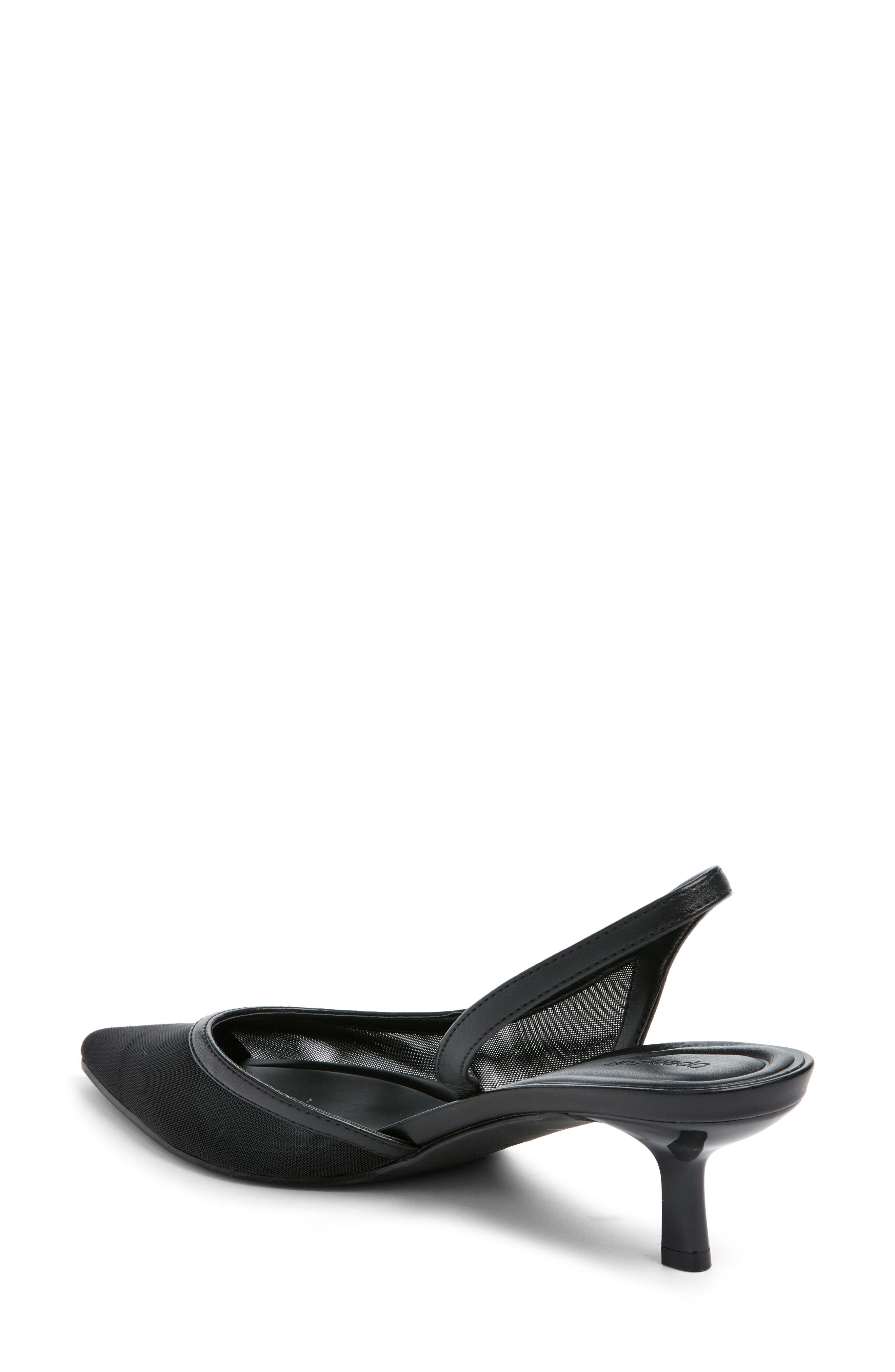 Open Edit Corina Half d'Orsay Kitten Heel Slingback Pump, Alternate, color, Black Mesh