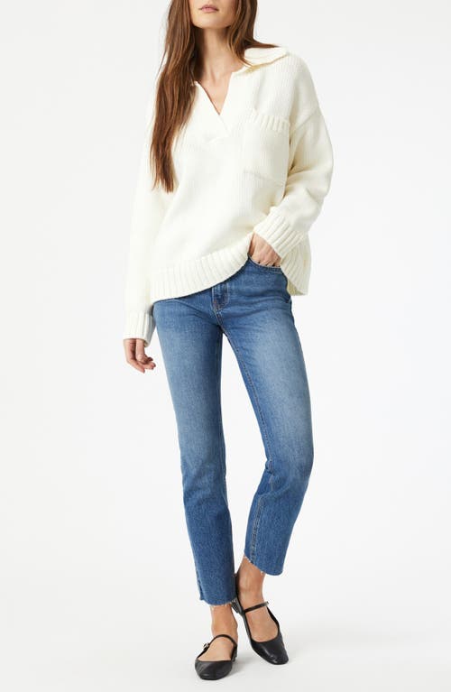 Mavi Jeans Viola High Waist Raw Hem Ankle Straight Leg Jeans In Dark Brushed Recycled Blue