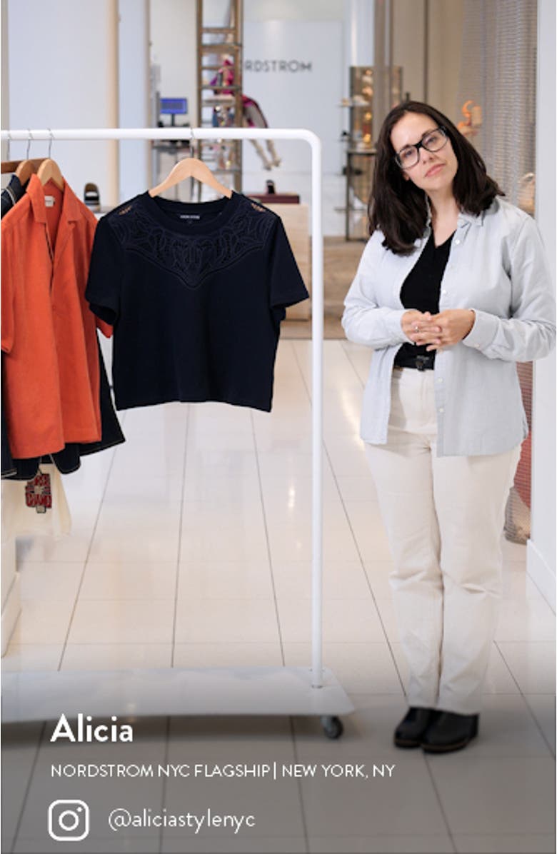 Monty Guipure Lace Yoke Cotton T-Shirt, sales video thumbnail