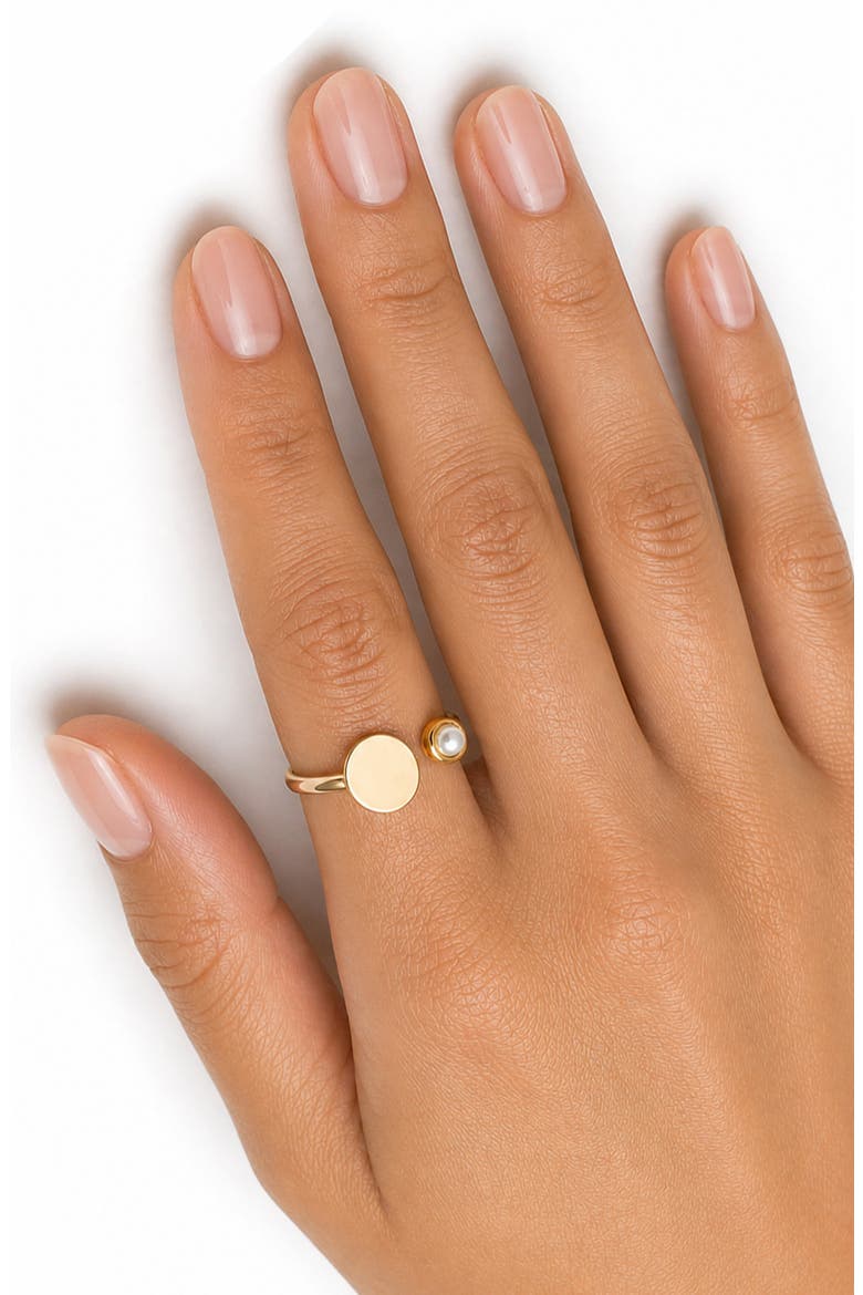 Solis 18k Gold Plated Imitation Pearl Ring, Alternate, color, GOLD