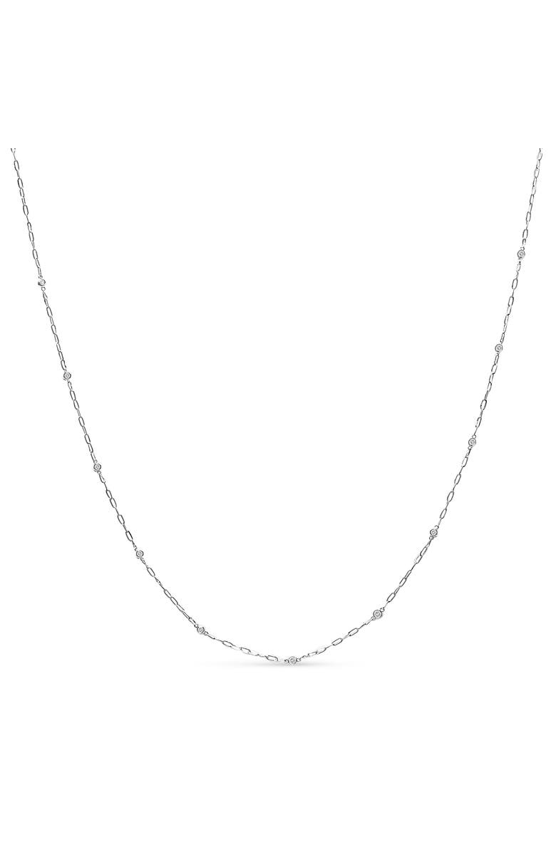 Haus of Brilliance 14K White Gold 1/2 Cttw Diamond Bezel Station Paperclip Chain Necklace, Main, color, White