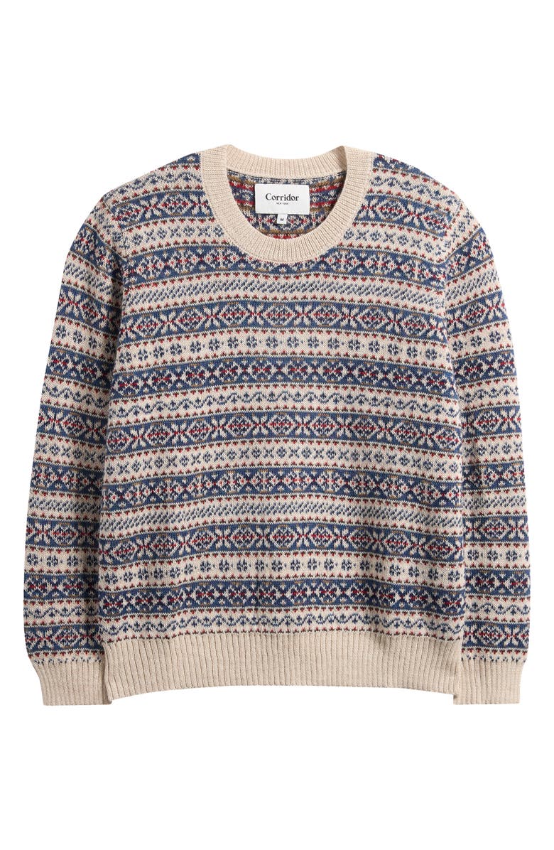 Corridor Fair Isle Alpaca Blend Crewneck Sweater, Alternate, color, Natural