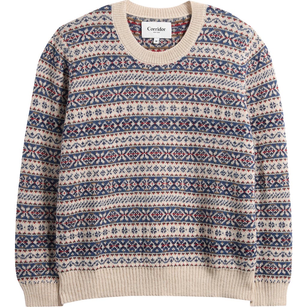 Corridor Fair Isle Alpaca Blend Crewneck Sweater in Natural  product