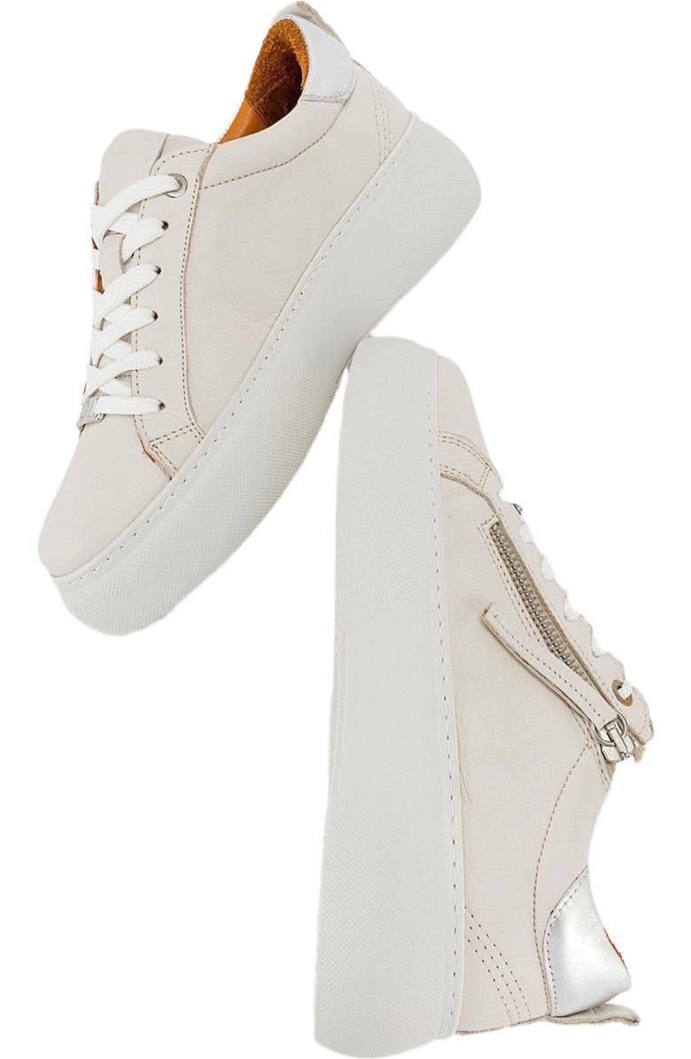 Forever & Always Shoes Allie Leather Zip Sneaker, Alternate, color, Beige Leather