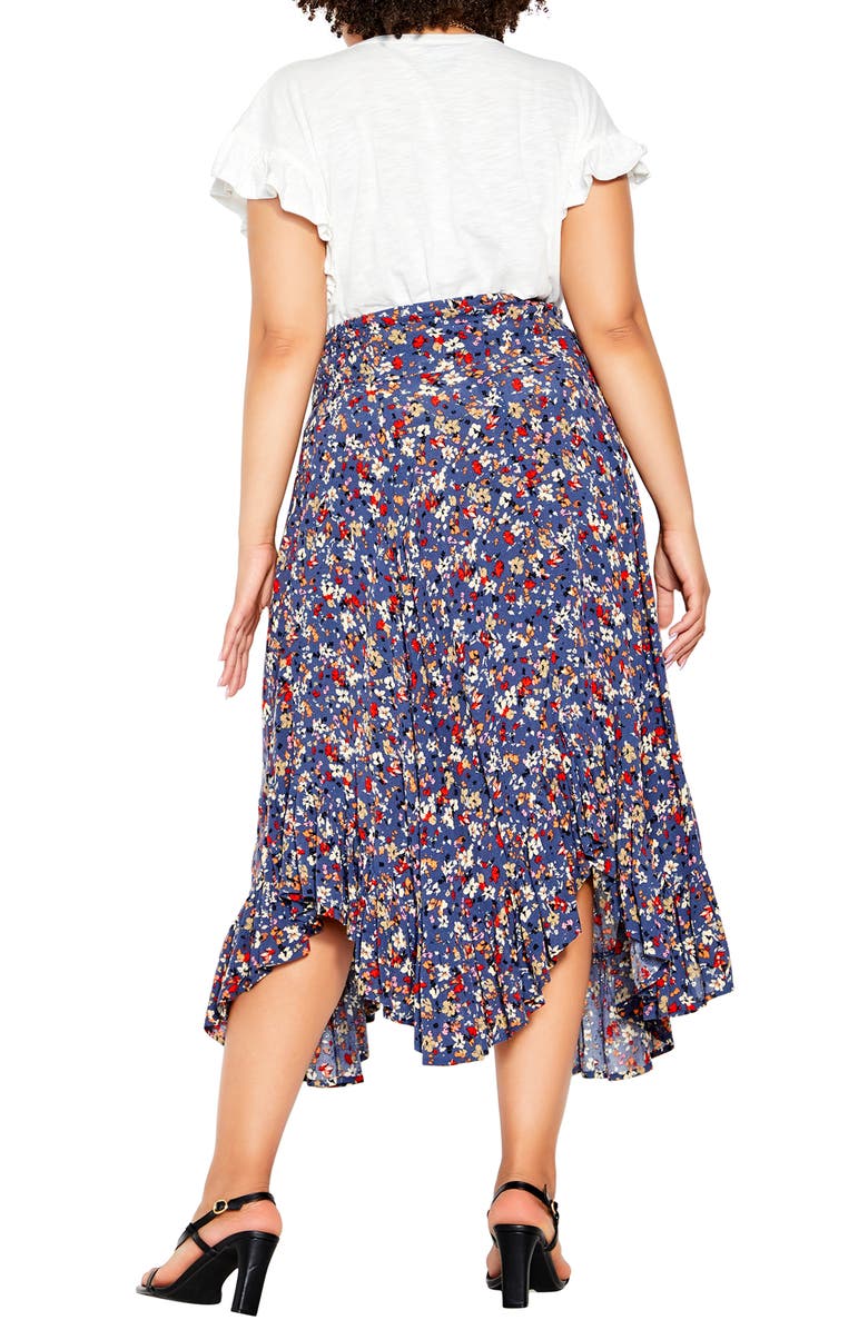 City Chic Floral Ruffle Skirt, Alternate, color, 
