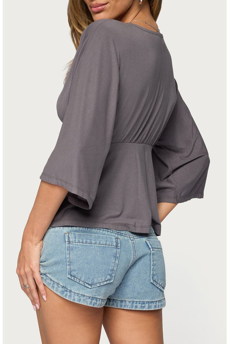 Kleoh V-Neck Babydoll Top, Alternate, color, DARK-GRAY
