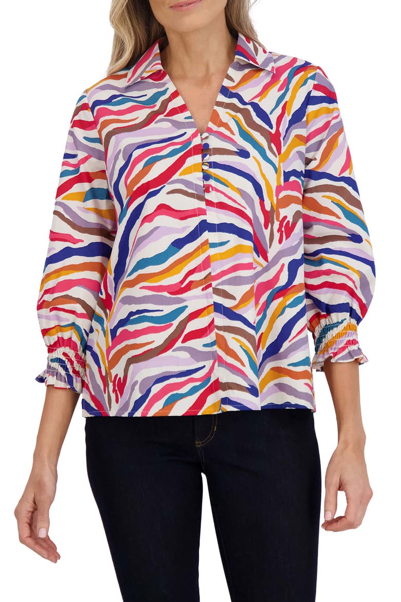 Alexis Zebra Stripe Shirt, Main, color, MULTI