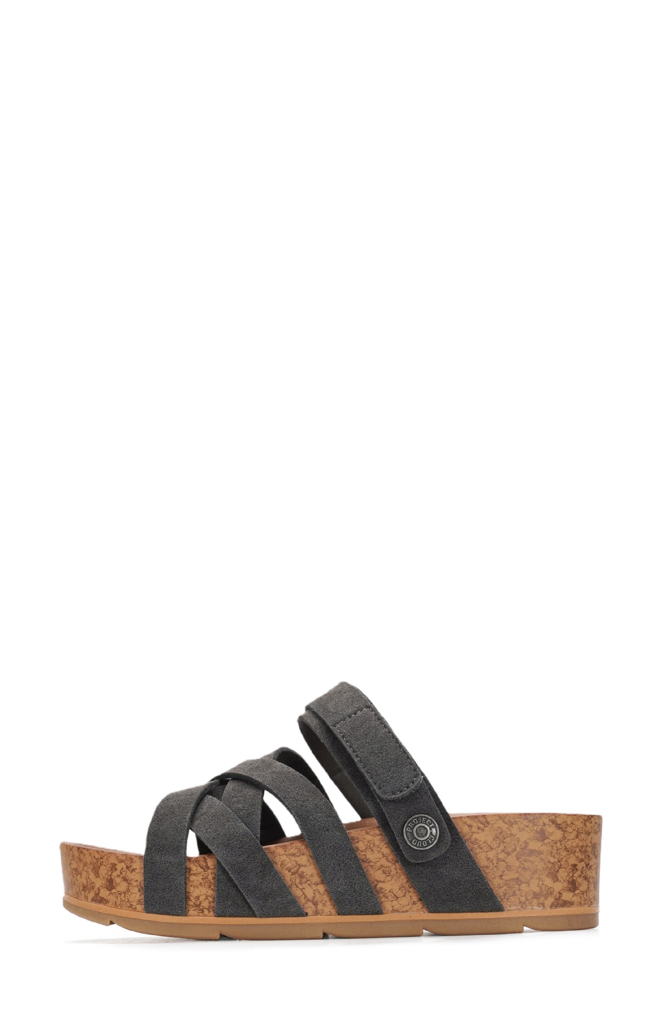 Project Cloud Patient Platform Slide Sandal, Alternate, color, Charcoal Suede
