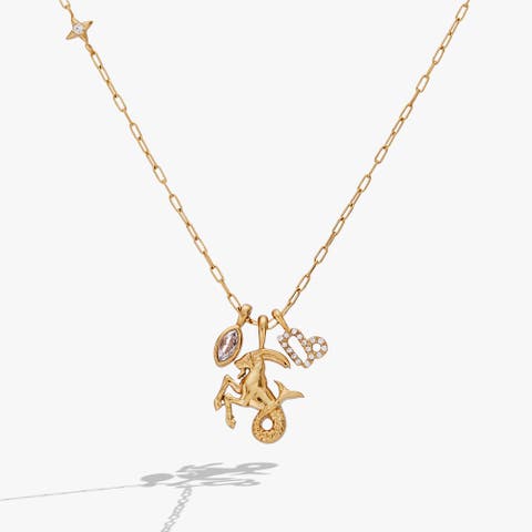 Capricorn Zodiac Charm Cluster Necklace