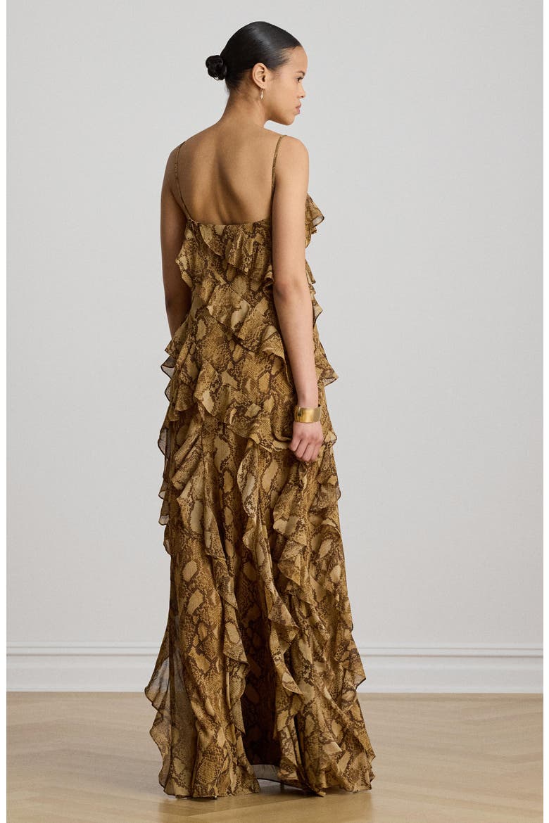 Snakeskin Print Crinkle Georgette Cocktail Dress, Alternate, color, BEIGE/ MULTI