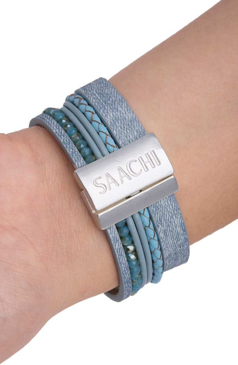 SAACHI Denim Medallion Bracelet, Alternate, color,