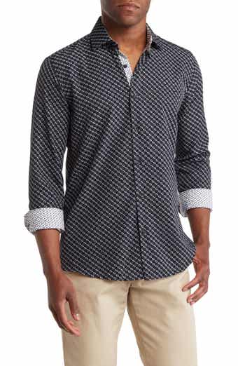 Azaro Uomo Slim Fit Geometric Print Performance Button-Up Shirt