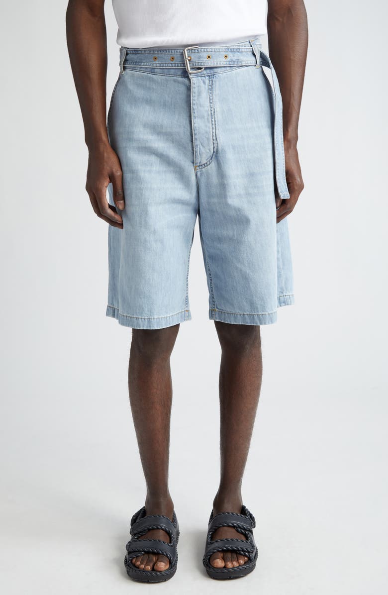 Bottega Veneta Belted Denim Shorts, Main, color, Light Bleach