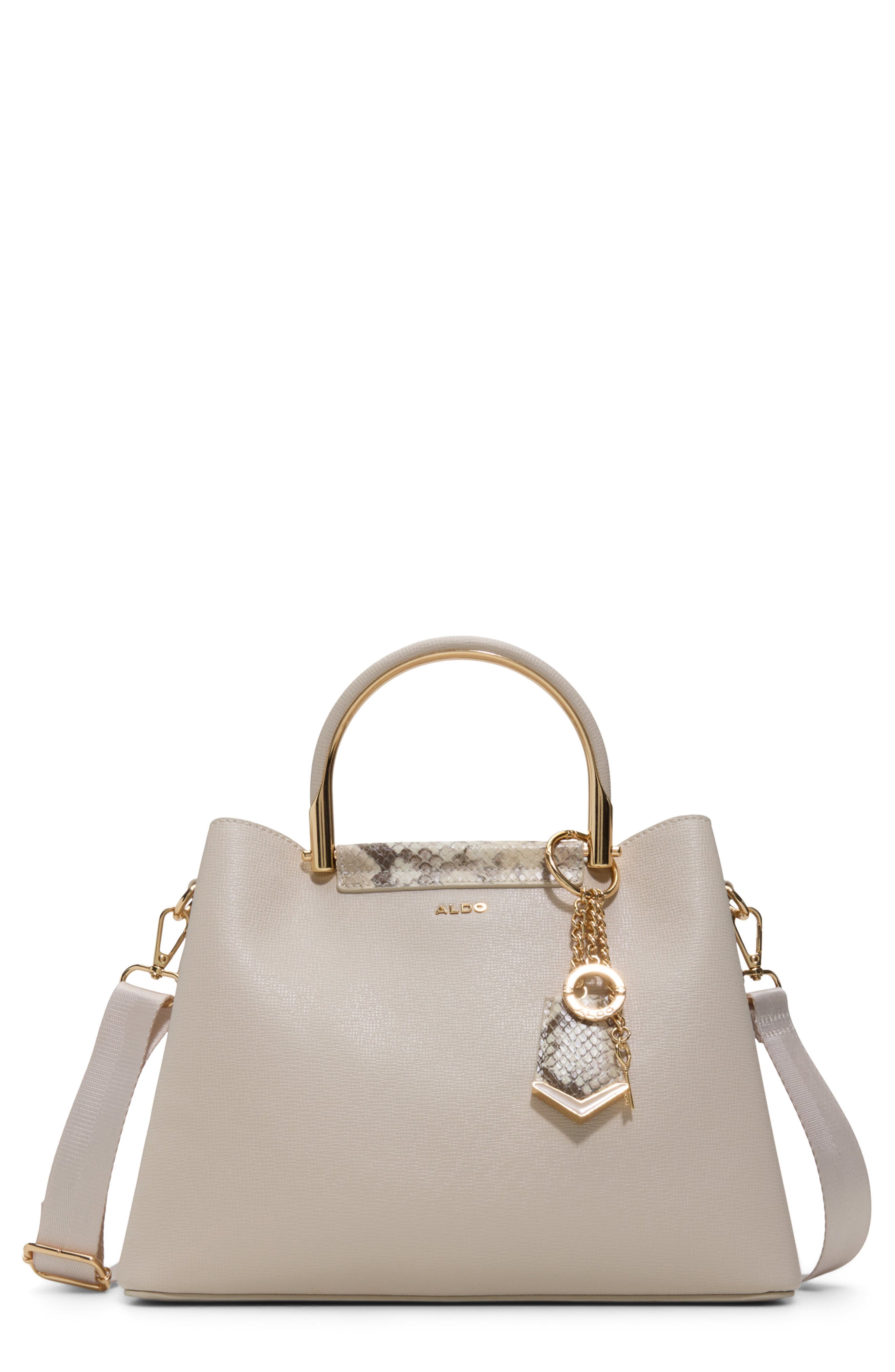 ALDO Cloenaa Faux Leather Satchel, Main, color, Taupe