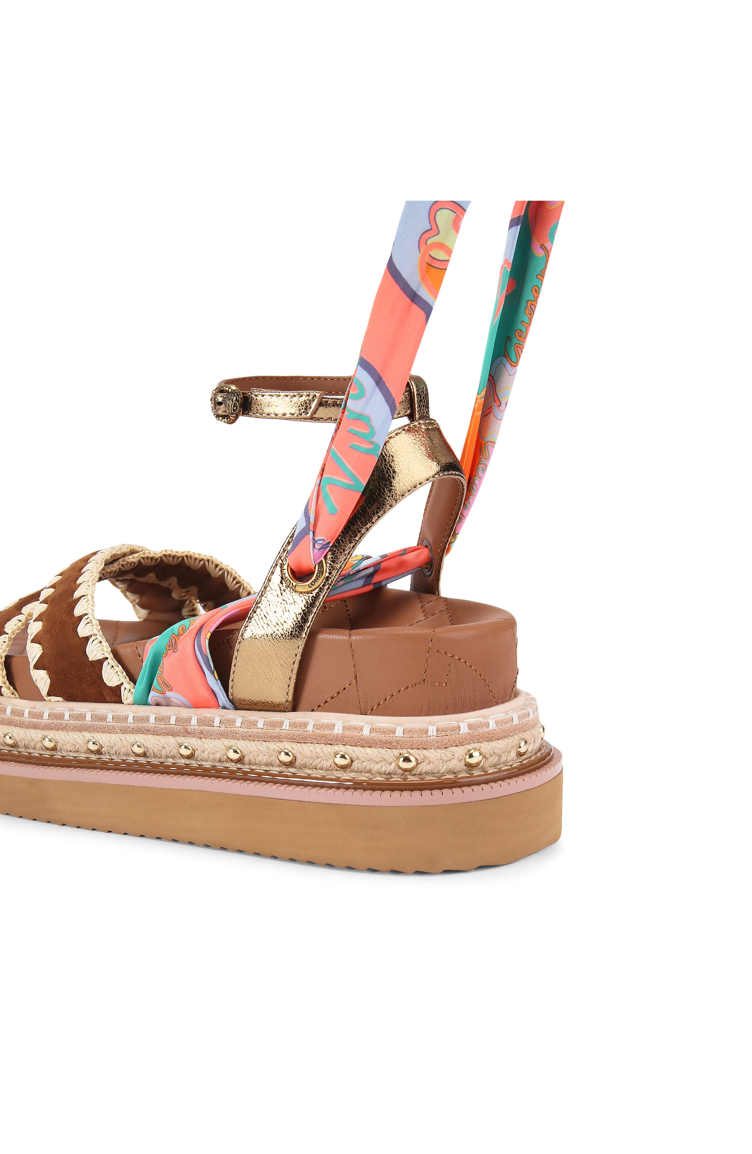 Kurt Geiger London Orson Cross Scarf Sandal, Alternate, color, Brown