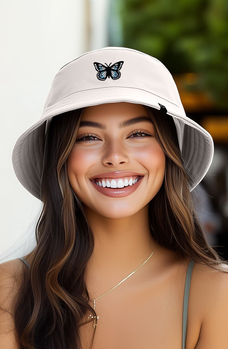 Dalix Butterfly Bucket Hat, Alternate, color, Parchment White