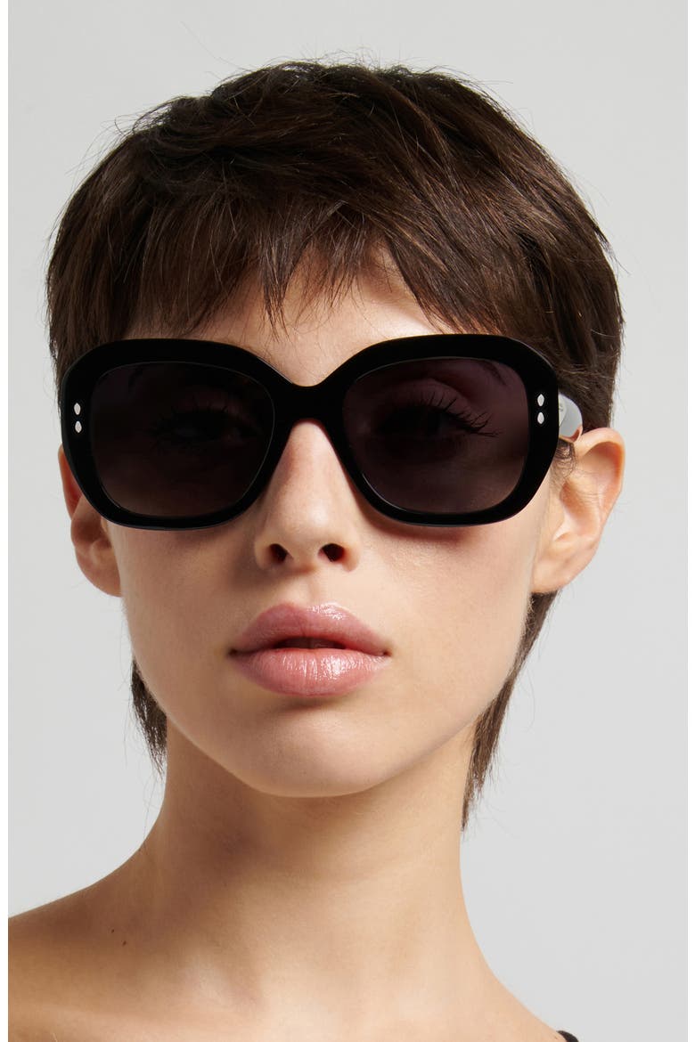 55mm Rectangular Sunglasses, Alternate, color, BLACK/ DARK GREY SF