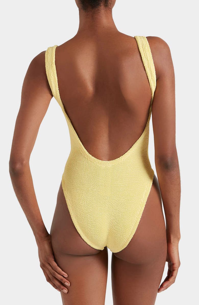 Hunza G Square Neck One-Piece Swimsuit, Alternate, color, Butter