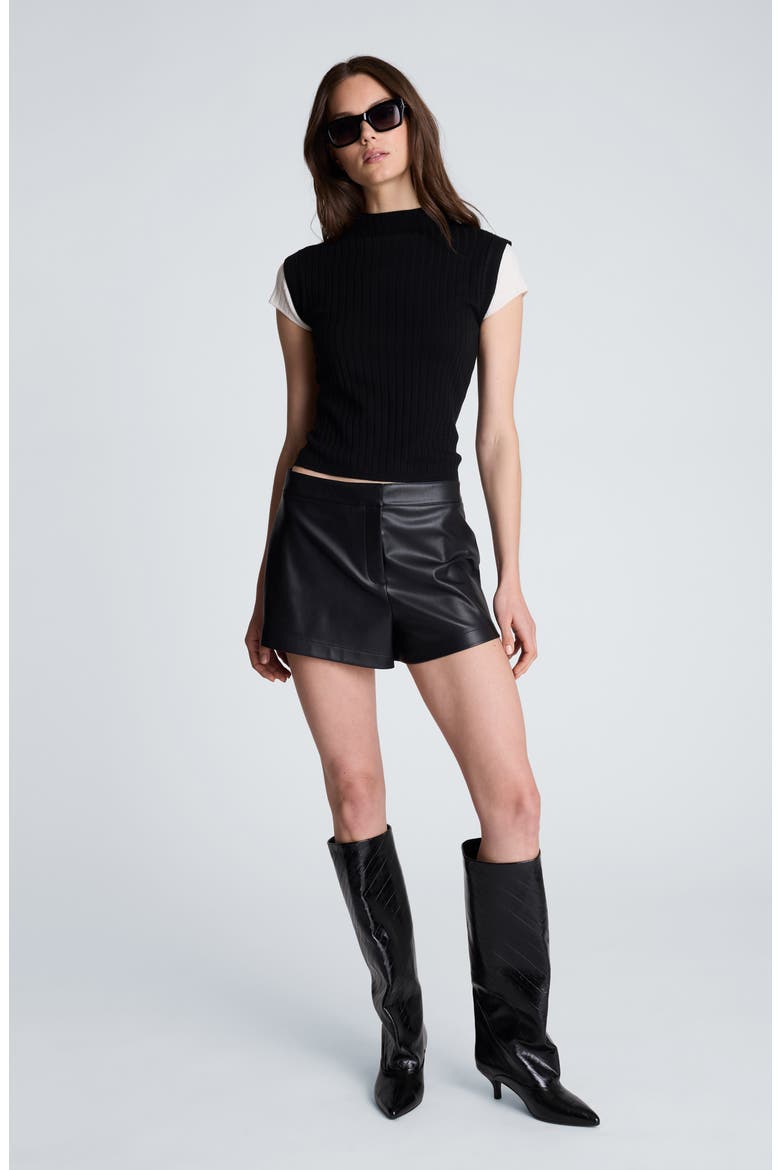 Mock Wide Rib Sweater, Alternate, color, BLACK/ OYSTER