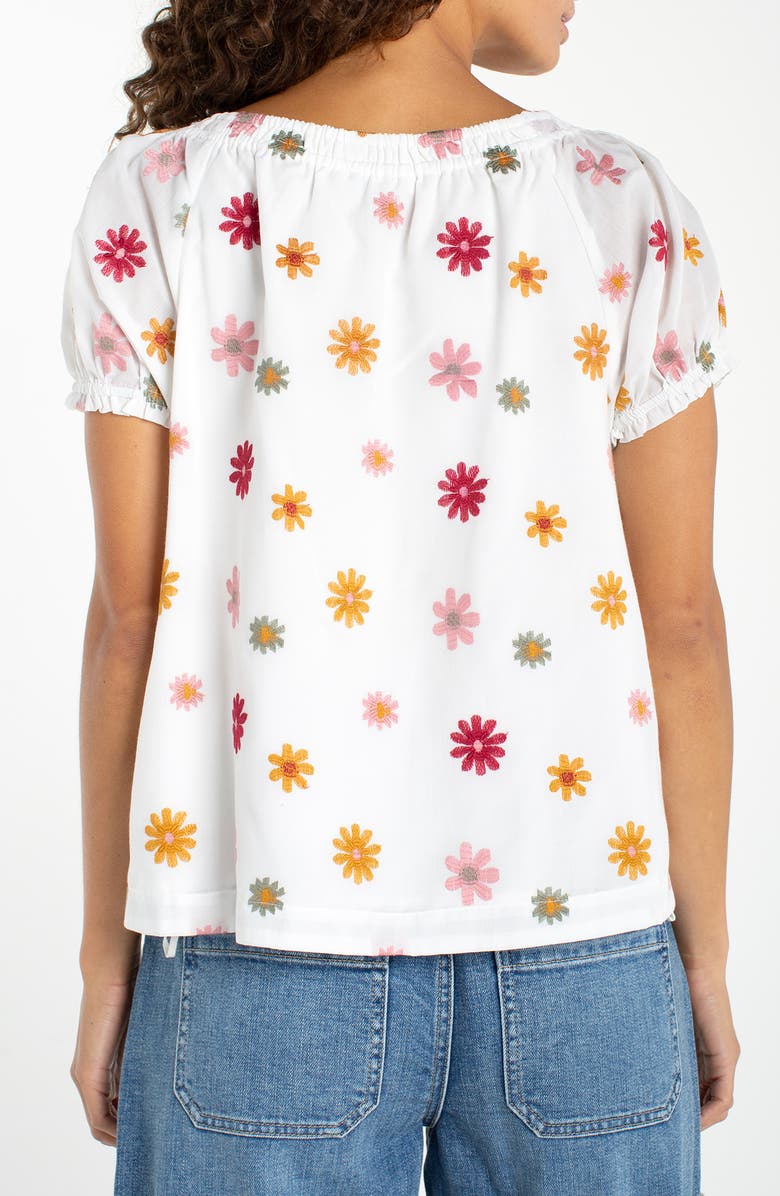 Liverpool Embroidered Tie Neck Top, Alternate, color, White Multi Flower