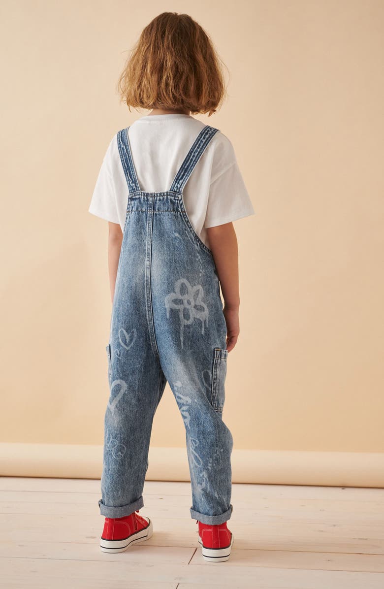 NEXT Kids' Grafitti Print Denim Overalls, Alternate, color, 