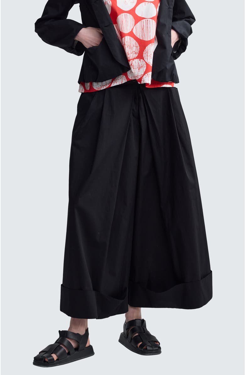 LUUKAA Misla Solid Wide-Leg Poplin Pants, Alternate, color, Black