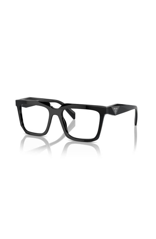 Prada 52mm Rectangle Optical Glasses In Black