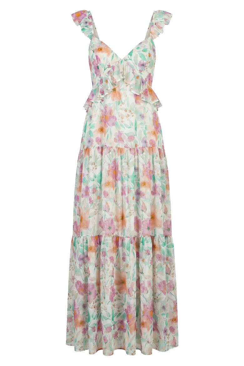 Print Maxi Dress, Alternate, color, IVORY