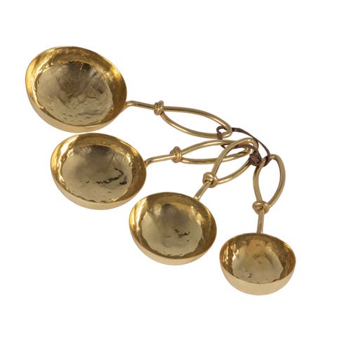 Set of 4 Hammered Stainless Steel Scoops, Gold Finish