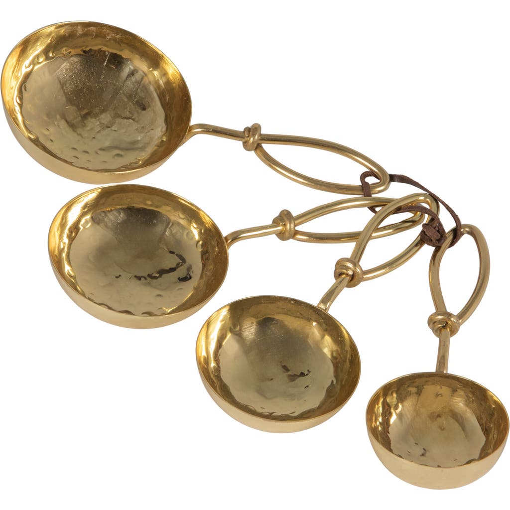 Storied Home Set Of 4 Hammered Stainless Steel Scoops, Gold Finish In Gold
