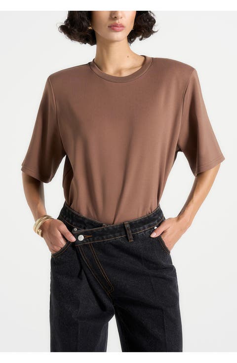 Mia Wide Shoulder Bodysuit T-Shirt