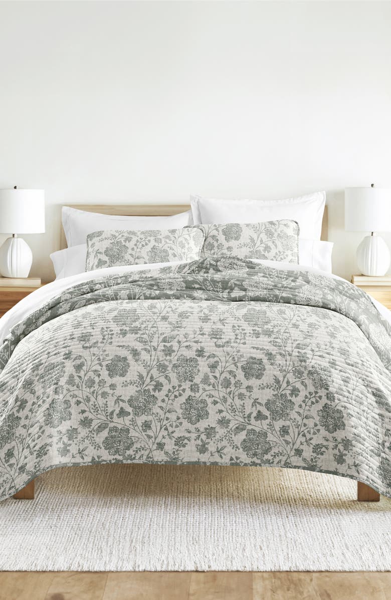 HOMESPUN Pattern Reversible Quilt & Sham Set, Alternate, color, Floral Eucalyptus