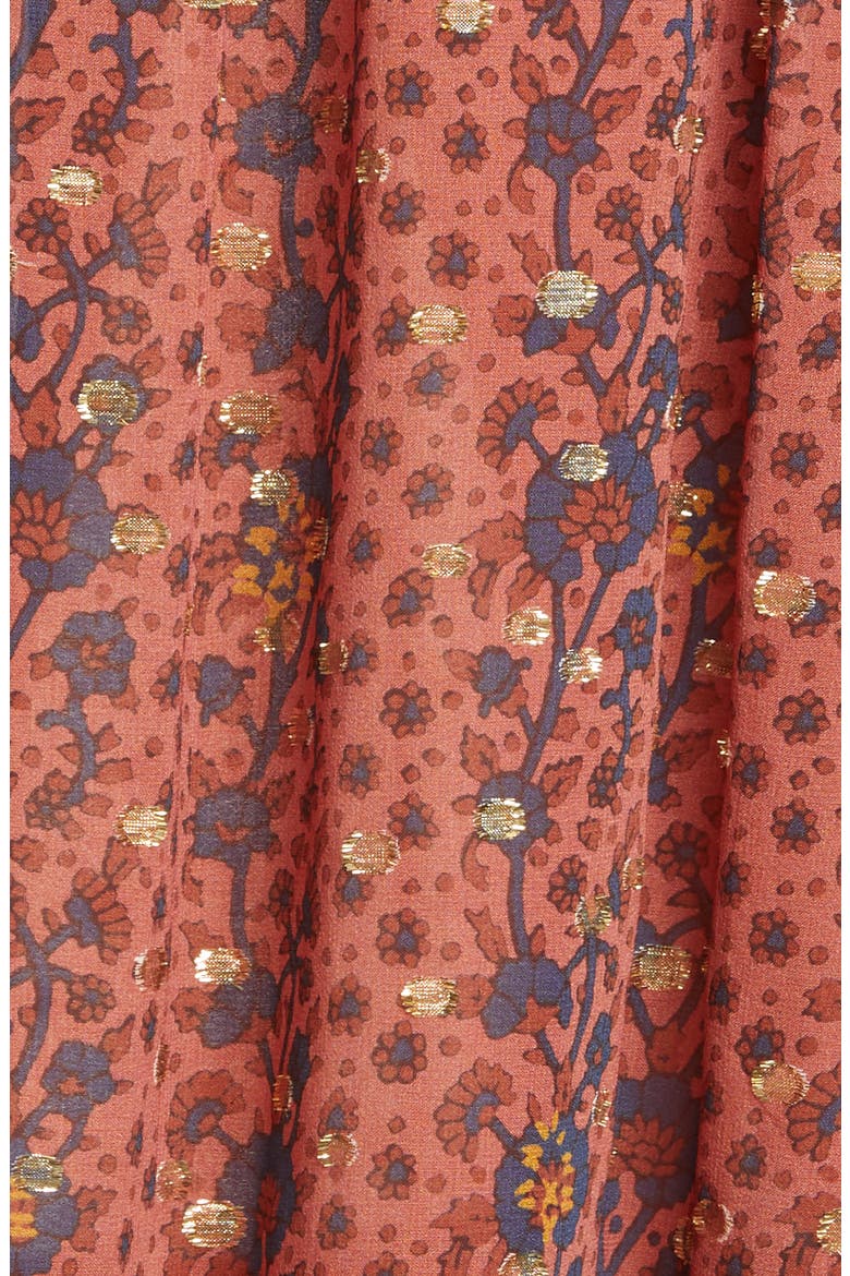 Alastair Jacquard Dot Silk Blend Midi Dress, Alternate, color, BRICK