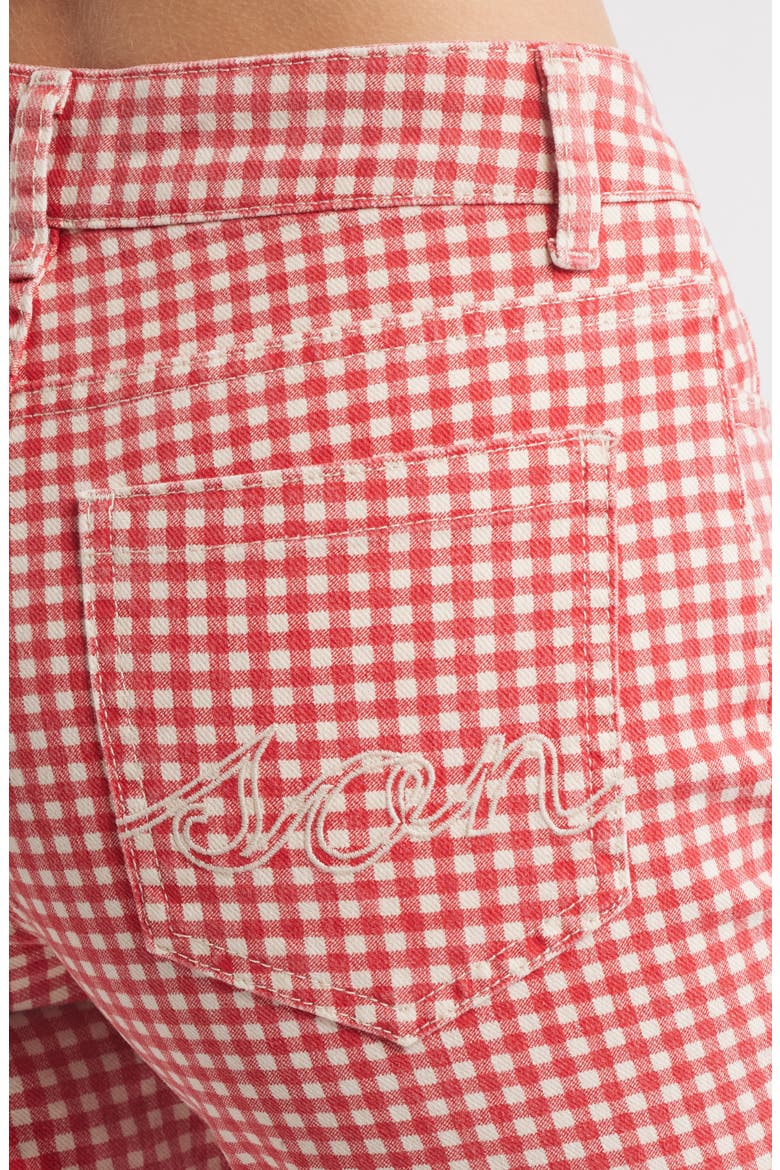 Gingham Capri Jeans, Alternate, color, RED