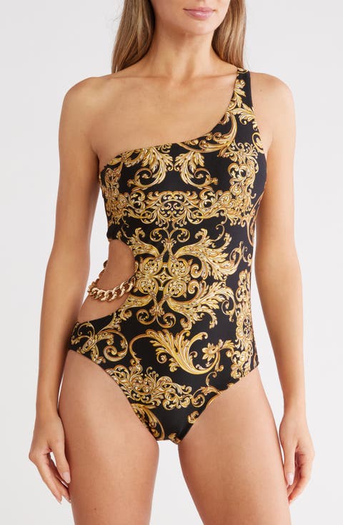 Ava Baroque One-Shoulder One-Piece Swimsuit