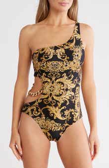 L'AGENCE Ava Baroque One-Shoulder One-Piece Swimsuit
