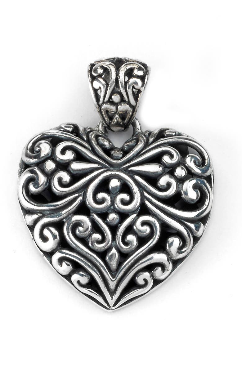SAMUEL B. Sterling Silver Filigree Heart Pendant, Main, color,