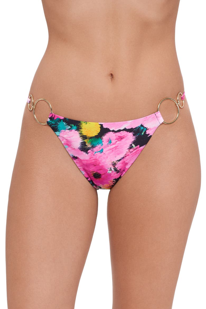 Ring Bikini Bottoms, Main, color, BLACK/ PINK MULTI