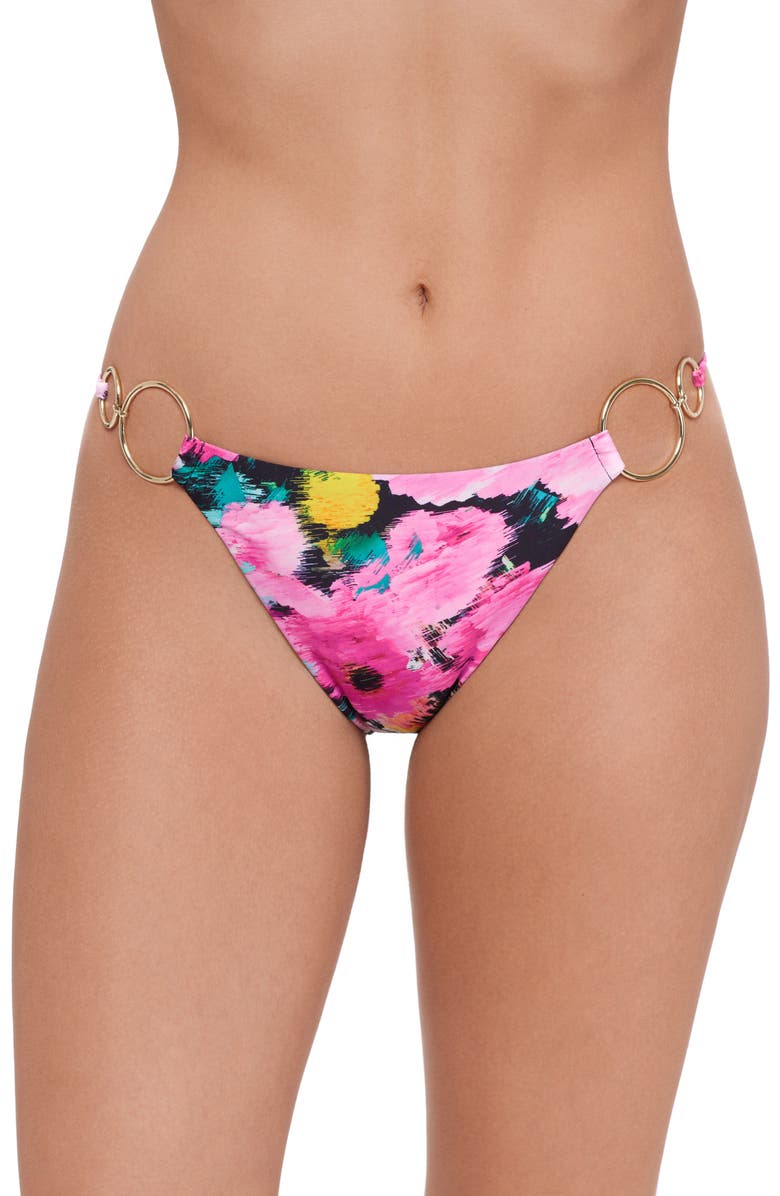 Steve Madden Ring Bikini Bottoms, Main, color, Black/ Pink Multi