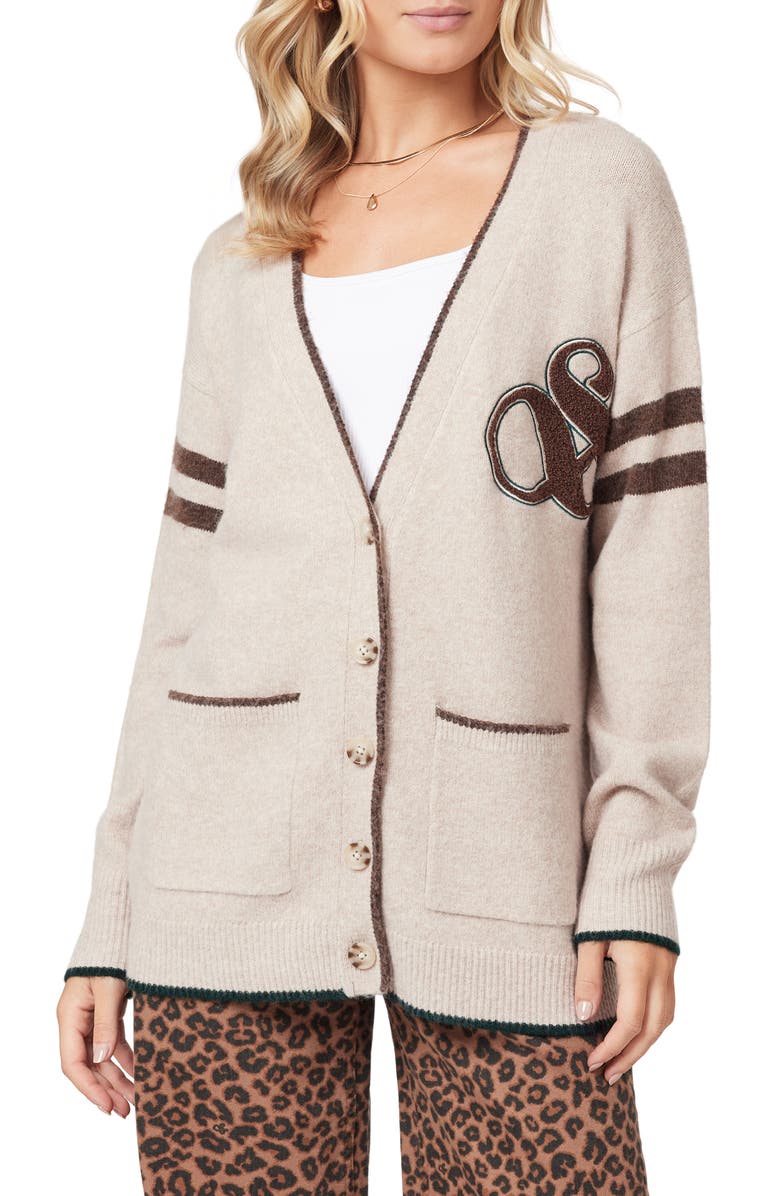 Scotch & Soda Varsity Cardigan, Main, color, Medium Oatmeal Heather