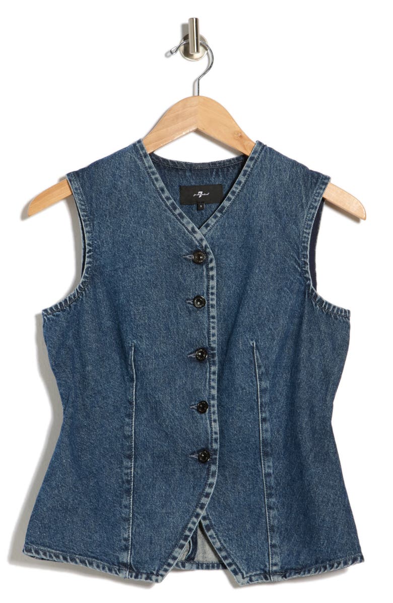 7 For All Mankind Denim Vest, Alternate, color, Savannah