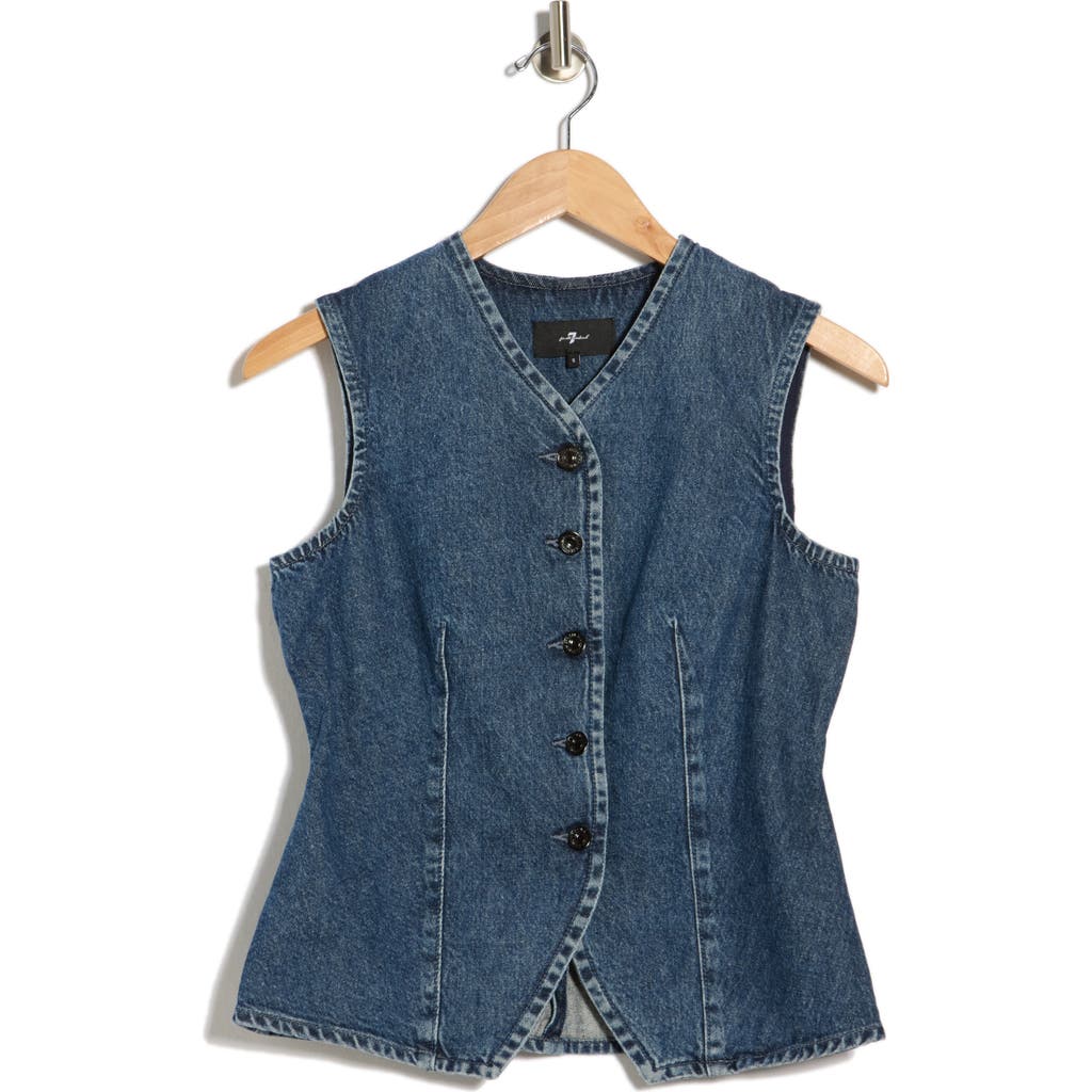 7 For All Mankind Denim Vest In Brown