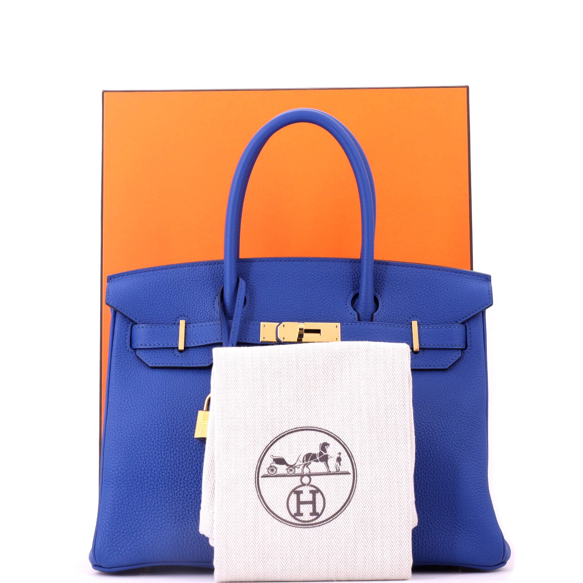 Pre-Owned Hermes Birkin Handbag Blue Togo with Gold Hardware 30, Alternate, color, Bleu France