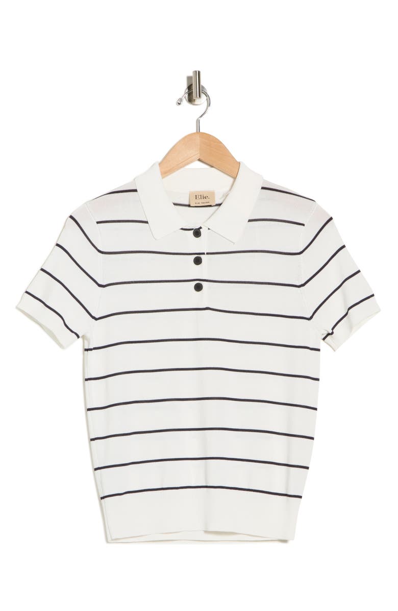 ELIE ELIE TAHARI Polo Sweater, Alternate, color, White/ Black